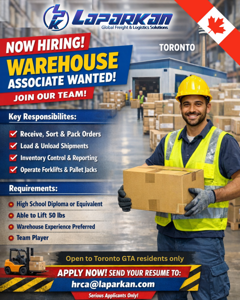 Warehouse Associate – Toronto – Canada