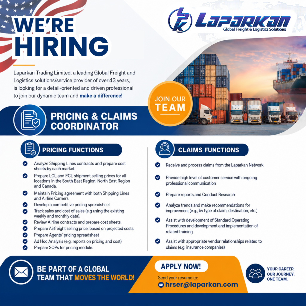 Pricing & Claims Coordinator – Miami Head Office