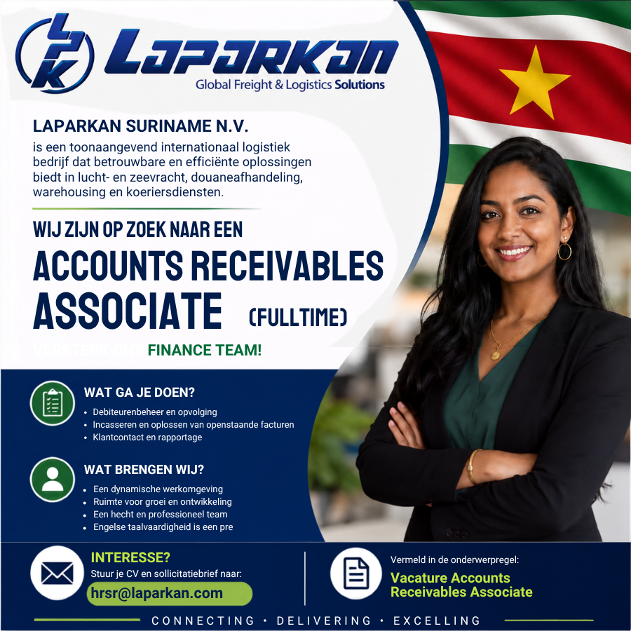 Accounts Receivables Associate (Fulltime) – Suriname
