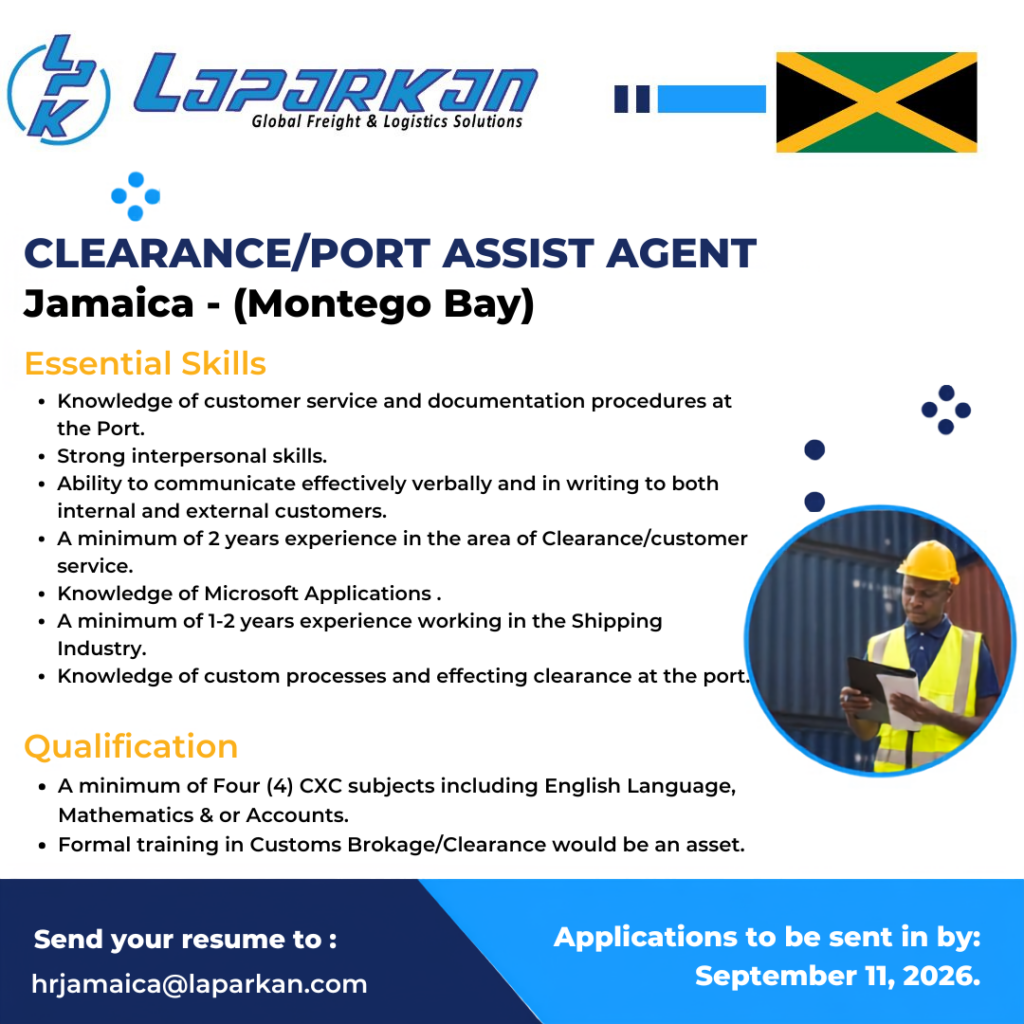Clearance/Port Assist Agent – Jamaica (Montego Bay)